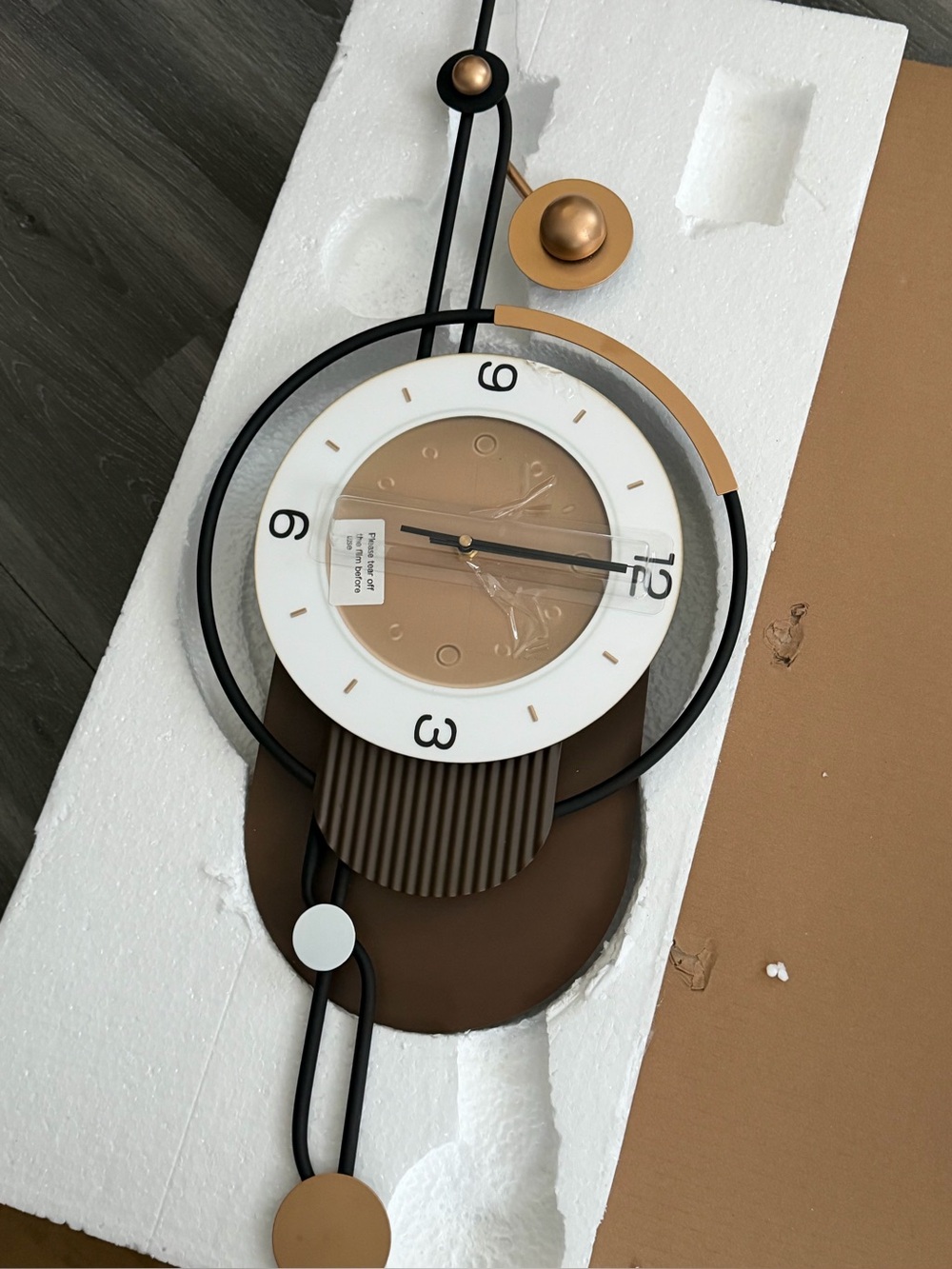 Modern Black & Brown Wood Accent Wall Clock - Contemporary Home Decor